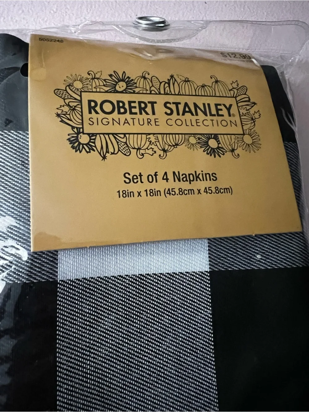 Robert Stanley Buffalo plaid napkins set of 4, black and white